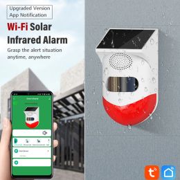 Lezers Tuya Smart Wifi Infrarood Motion Detector Solar Outdoor Pir Wireless Strobe Siren Sensor geluid Alarm Waterdichte afstandsbediening