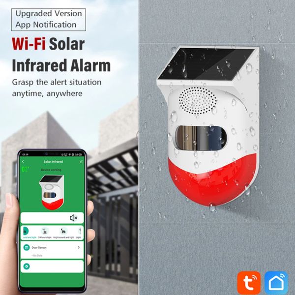 Lecteurs tuya smart wifi infrarouge détecteur de mouvement solaire extérieur pir wire sans fil sirène capteur alarme sonore étanche à distance de télécommande
