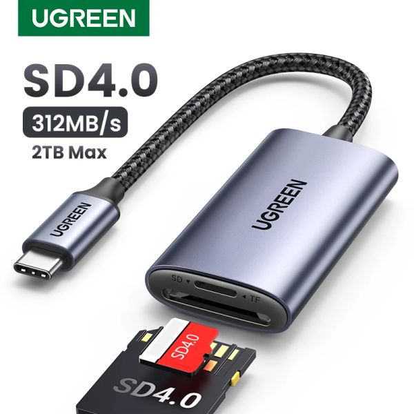 Lectores Ugreen Card Reader SD4.0 312MB/S USBC a SD MicroSD Adaptador de tarjeta de memoria TF para teléfono portátil MacBook Windows Macos Cardreader