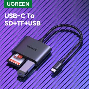 Lezers Ugreen Card Reader Type C naar USB SD Micro SD TF -kaartlezer voor iPad Laptop Accessoires Memory Card Adapter USBC Card Reader