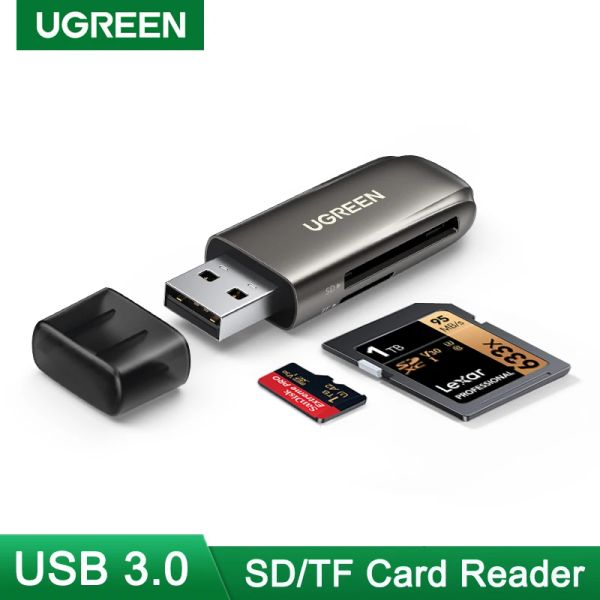 Lectores Ugreen Card Reader USB 3.0 a SD Micro SD TF Adaptador de tarjeta de memoria para accesorios para PC portátiles Lector de tarjetas SD Lector de tarjetas SD