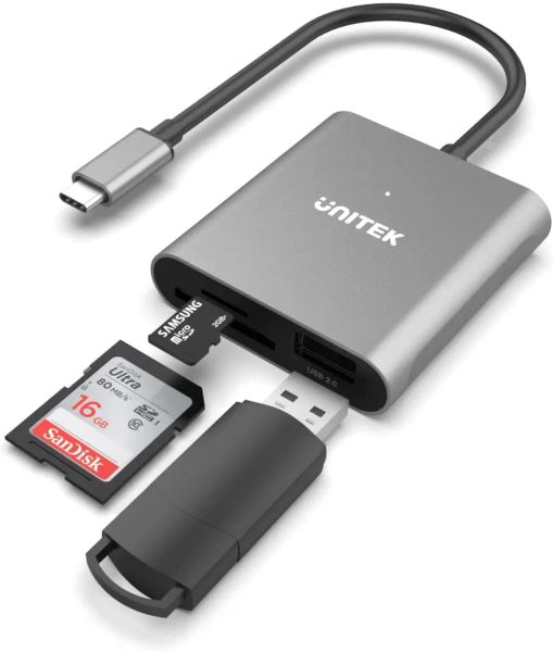 Lectores UNITEK 3IN1 Lector de la tarjeta Tipo C 3.1 a SD Micro SD TF Tarjeta USB 2.0 Adaptador de memoria del cubo para PC Accesorios para teléfonos móviles