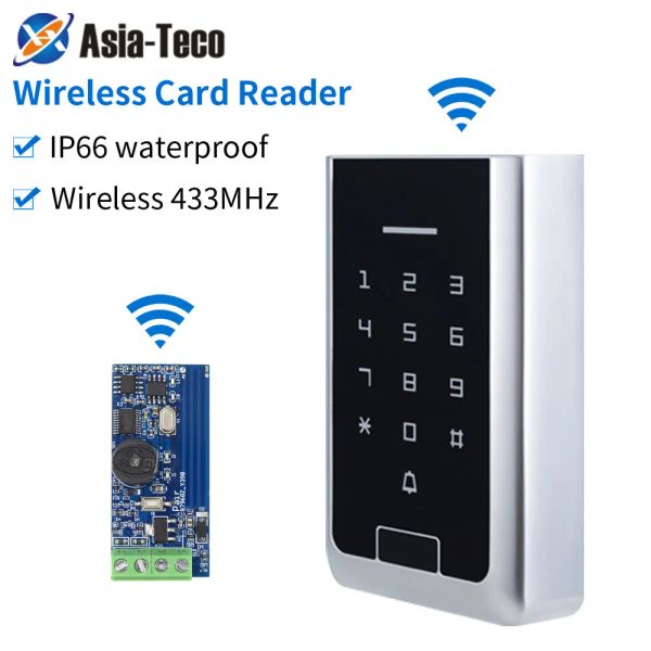 Lectores Impermeables Wireless Wiegand Slave Card Reader EM /M1 Teclado RFID al alambre con módulo receptor 433MHz Batería integrada+timbre