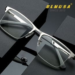 Lesebrille BLMUSA Herren Business Anti Blue Light Brillen Progressive Multifokale Lesebrille Männer Metall Brillengestell Optische Glasse 230516