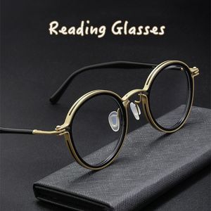 Reading Glasses Brand Design Stainless Steel Pochromic Anti Blue Light Reading Glasses for Men and Women Retro Round Optical Eyewear Frame 230809