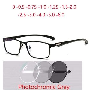 Reading Glasses Full Frame Square Myopia Glasses With Degree Metal Anti-blue Light Prescription Spectacles 0 -0.5 -0.75 -1.0 -1.5 -2.0 To -6.0 230804