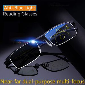 Leesbril Intelligente Multifocale progressieve leesbril voor mannen Vrouwen in de buurt van en dual-use anti-blauw licht automatische aanpassing brillen brillen 230516