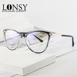 Leesbril LONSY Retro Cat Eye Leesbril Frame Vrouwen Anti Blauw Licht Computer Brillen Verziend Dioptrie 100 200 300 400 230701