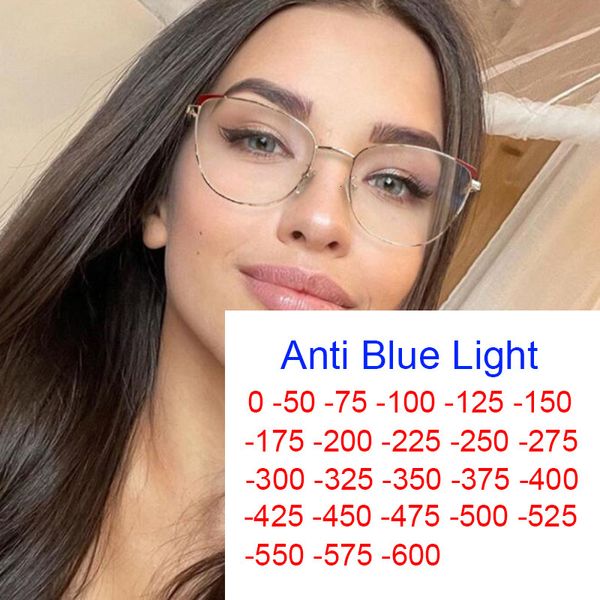 Lunettes de lecture Myopie Bleu Lumière Blocage Lunettes Transparent Femmes De Luxe Marque Optique Lunettes Cadres De Mode Cat Eye Lunettes Okulary 230516