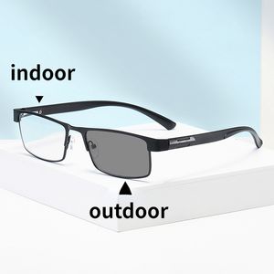 Leesbril Pochromic Bril Heren Leesbril Anti-blauw Licht Zonnebril Metalen Frame HD Leesbril Dames 1.0 tot 4.0 230804