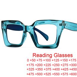 Lunettes de lecture Vintage surdimensionné carré anti lumière bleue femmes hommes tendance lunettes optiques fini hypermétropie lunettes 2 5 230508