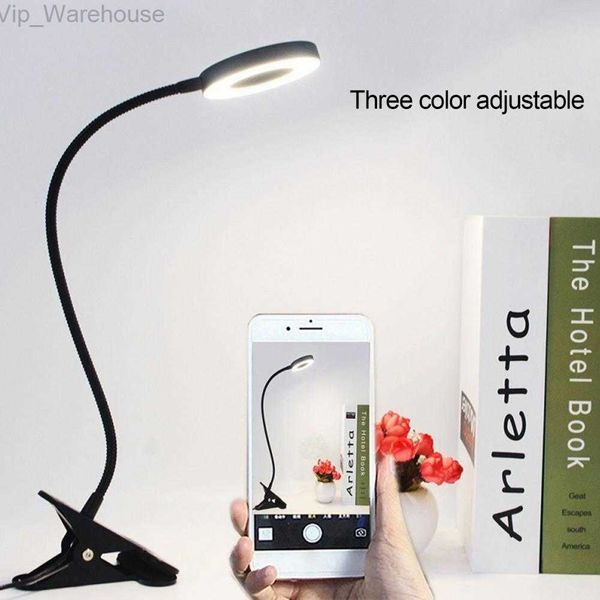 Lampe de lecture Protection des yeux économie d'énergie alimenté par USB pince sur LED lampe de bureau Selfie lumière de remplissage pour tête de lit HKD230824