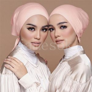 Prêt Stock sous Hijab casquettes coton élastique dos Jersey sous-écharpe islamique Turban Bonnet élastique coton Jersey casquette intérieure df082