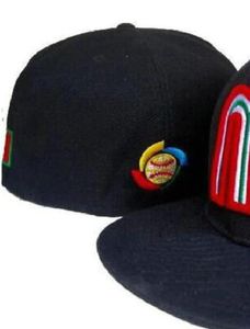 Ready Stock Venta al por mayor de alta calidad para hombres Mexicos Sport Team Gorras ajustadas LA Ala plana en sombreros de campo Diseño completamente cerrado Tamaño 7- Tamaño 8 Gorra de béisbol ajustada Casquette a0