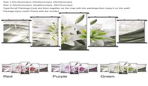 Prêt à accrocher 5pcSet abstrait peintures briller fleur d'orchidées imprimé toile d'image murale décoration de la maison 5636609