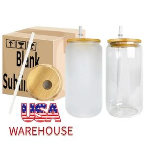 Prêt à expédier CA USA Warehouse16oz Tasses en verre sublimation Les blancs peuvent être en forme de gobelets de bouteille d'eau réutilisable