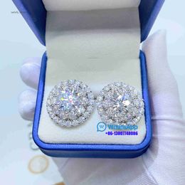Listo para enviar forma de flor S925 plata esterlina con pendientes de oro de diamantes moissanite vvs pendientes de oro