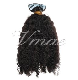 Klaar om volledige cuticle uitgelijnde zachte vrigin vooraf gebonden natuurlijke kleur haar stukken 25 g huid inslag 50g afro kinky krullende lijm tape 8251977 te verzenden