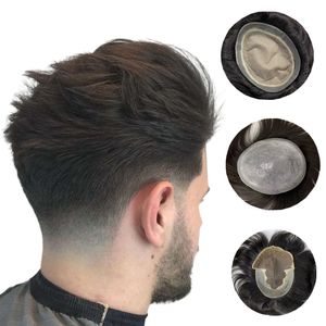 Toupet de cheveux humains lisses pour hommes, 6 pouces, 8x10, peau Super fine, Base en dentelle de soie Pu, Mono Q6, système capillaire australien, prêt à être expédié