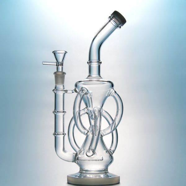 Prêt à expédier des narguilés uniques recycleur en ligne Perc percolateur eau verre Bongs Dab plates-formes pétrolières 14mm joint femelle JSmoking accessoires bol DGC1236