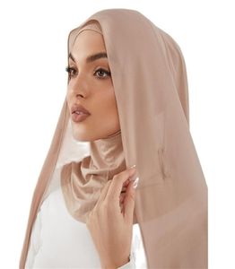 Klaar om premium zware chiffon hijab te dragen met magneet Good Stitching Plain High Quality Instant Scarf S Lange Shawl 2207043903247