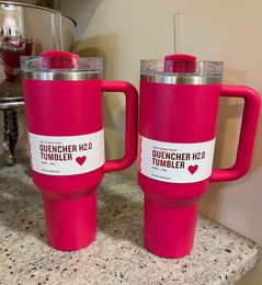 Ready US Stock to Shipid Cosmo Pink Quencher Tumblers H2.0 40oz en acier inoxydable tasses de silicone Paille de couvercle 2nd Generation Car Mugs Water Buver Gg0510