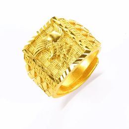 Echte 100% puur 24 k goud kleur Eagle Ring voor mannen broer vrouwen verstelbare engagement bruiloft vinger ringen Oro de 240227
