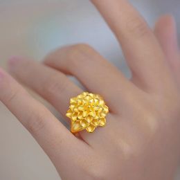 Real 100% pur réglable 24k Gold Color Dragon et Phoenix Ring For Women Men Fine Jewelry Cadeaux ORO 24 K Better Rings Gift 240508