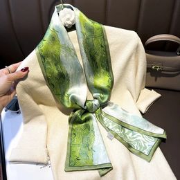 Réel 100% soie cheval imprimé écharpe étroite femmes foulard bandeau sac décoration petite écharpe femme luxe foulard 240322