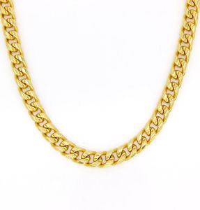 Collier de chaîne de chaîne cubaine à l'or jaune réel 10 km