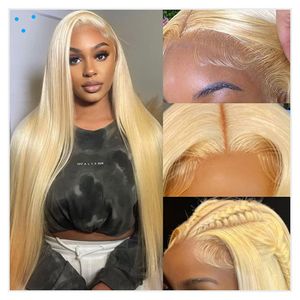 Real 13x6 Hd Lace Frontal peluca 613 Honey Blonde Lace Front peluca cabello humano brasileño Remy Straight Lace Front pelucas de cabello humano