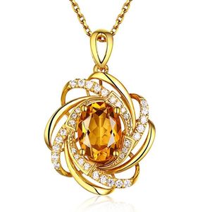 Real 18K Gold 2 karaattopaz hanger vrouwen luxe gele edelsteen 18 k ketting kristal sieraden dames accessoires 2208184258575