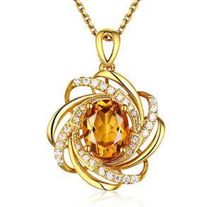 Real 18K Gold 2 karaat Topaz hanger vrouwen