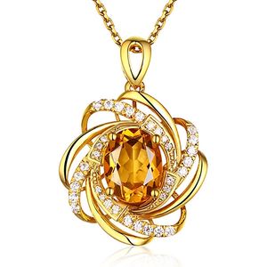 Pendentif topaze en or véritable 18 carats pour femmes, 2 Carats, collier de luxe en pierres précieuses jaunes, bijoux en cristal, Accessoires pour femmes, 220818