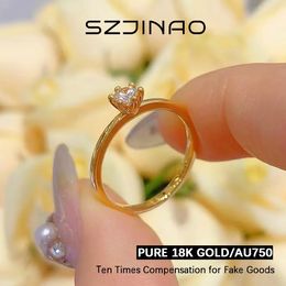 Echte 18K gouden ring Au750 met D kleur VVS1 diamantringen voor vrouwen bruiloft verloving jubileum cadeau fijne sieraden 240424