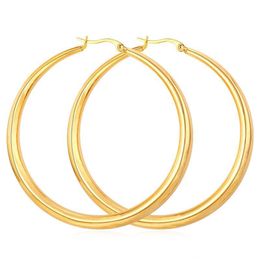 Véritable or 18 carats plaqué argent grandes boucles d'oreilles créoles pour femme grand cercle rond en acier inoxydable créoles boucle d'oreille légère sans fondu couleur joli cadeau de bijoux 6 cm