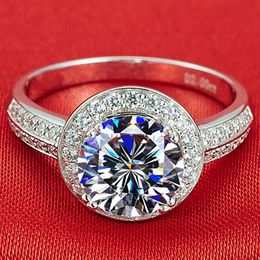 Echte 18K Solid Gold Vrouwen Bruiloft Verjaardag Verlovingsfeest Ring 6 7 8 9 10 Ct Ronde Moissanites Diamond Ring Klassiek Trendy