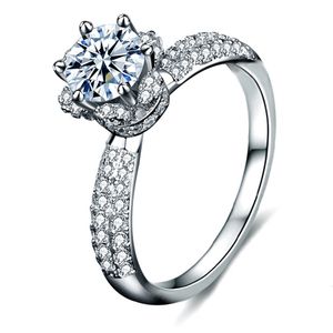 Bagues de mariage en diamant Moissanite couleur D 1CT pour femmes, bijoux originaux en argent Sterling 925 de luxe de qualité