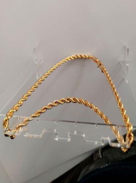 Real 24k Jaune Gol GF diamant coupé ed ed solide nouvelle chaîne de corde xp bijoux fantaisie