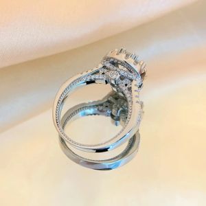 REAL 2CT MOISSANITE ANILLOS STERLING Silver 925 Excelente prueba redonda Pase de paso Diamond Anniversary Anniversary Ring Jewellry