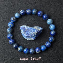 Real 5a lapis lazuli perles bracelet homme élastique de haute qualité bijoux de guérison en pierre naturelle pour femmes offer petit ami 240423