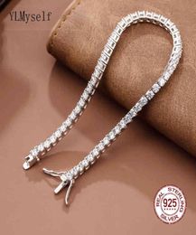 Real 925 klassieke 1521cm tennisbanden sieraden 2 mm 3 mm 4 mm 5a Zironia Eeuwige bruiloft Luxe Sterling Silver Bracelet6717786