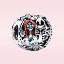 Pendentif de nuit effrayant d'halloween en argent Sterling 925 véritable, breloque Jack, perle adaptée au bracelet Pandora original, cadeau d'amour de noël pour femmes