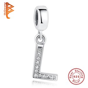 Echte 925 Sterling Zilveren Alfabet Letter L Crystal PendantCharm Fit Pandora Originele BW Armband Ketting Hanger DIY Sieraden Q0531