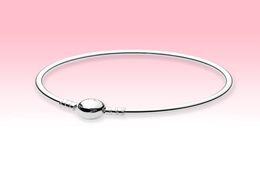 Real 925 Sterling Silver Ball Clasp Bangle armband met originele doos voor DIY Charms Bracelet for Women Mens Bangles2752137