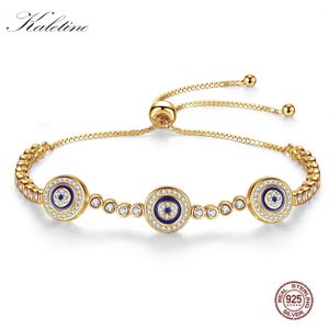 Real 925 Sterling Zilveren Armbanden voor Vrouwen Good Luck Charms Hamsa Tennis Armband Blue Stone Yellow Gold Mens Turkse sieraden