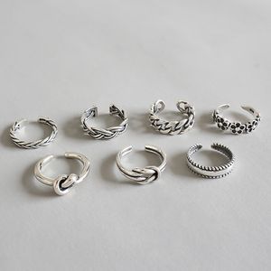 Echte 925 sterling zilveren ketting joint s voor vrouwen teen anelli Donna, vintage bloem knoop ring bijoux vrouwelijke sieraden
