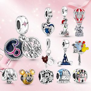 Real 925 Sterling Silver Charm Anniversary Castle hanger muis kralen charme fit originele pand0ra armband vrouwen sieraden liefde