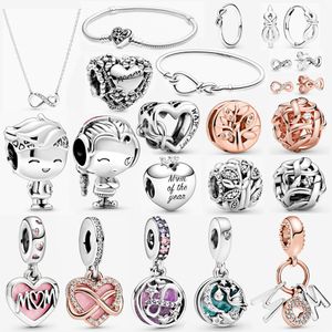 Boucles d'oreilles Pandora en forme de coeur en argent sterling 925, bracelets, colliers, bagues, bijoux féminins Livraison gratuite