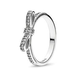 Echte 925 Sterling Zilver CZ Diamanten BOOG RING met Originele box set Fit stijl Bruiloft Verlovingssieraden voor Vrouwen Girls253H1157605